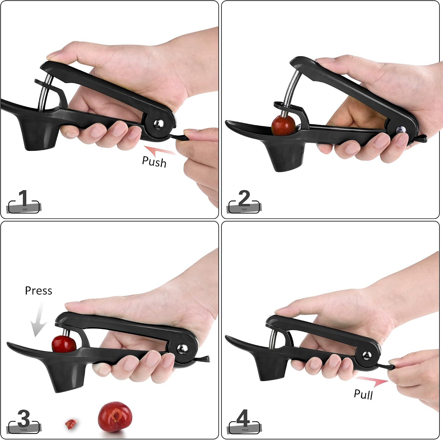 Cherry Pitter - UCMORX Stainless Steel Cherries Pitter Tool Cherries Corer Cherry Remover for Making Cherry Jam with Lock Design(Black)